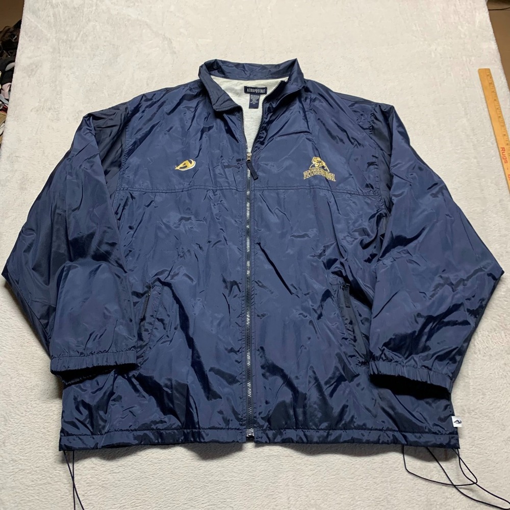Pitt Panthers Jacket Mens 4XL  Blue Windbreaker‎ Lined Full Zip Aeropostale NCAA